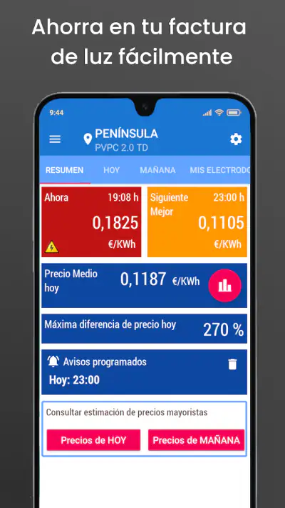 Ahorra en Luz. Precio luz hora screenshot 1