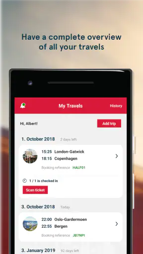 Asistente de viajes Norwegian screenshot 1