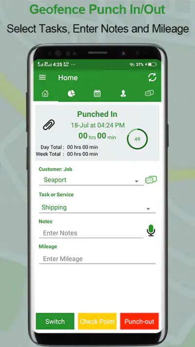 Employee Time Clock w/ GPS, Sc screenshot 1