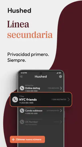 Hushed  2do número de teléfono screenshot 1