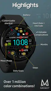 MD307 Digital watch face screenshot 3