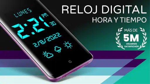 Reloj digital y clima screenshot