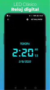 Reloj digital y clima screenshot