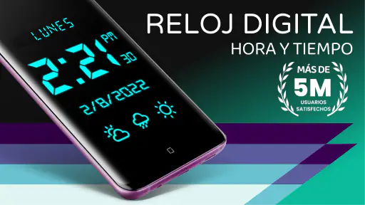 Reloj digital y clima screenshot