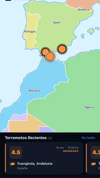 Seismo - Alertas de Terremotos screenshot 1