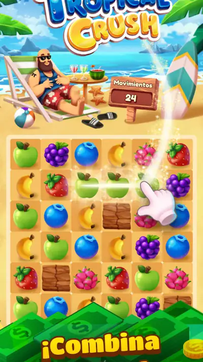 Tropical Crush: Dinero Real screenshot 1