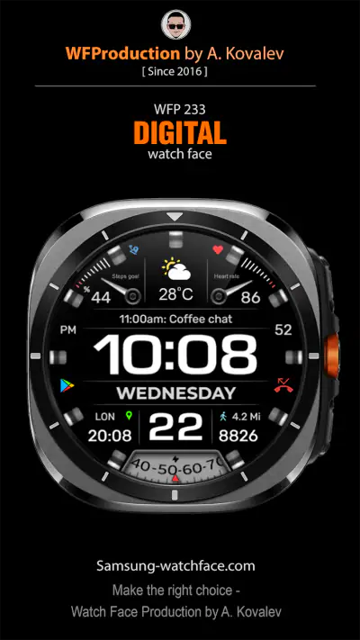 WFP 233 Digital watch face screenshot 1