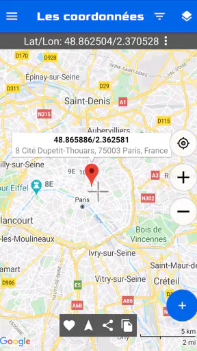 Carte des coordonnées GPS screenshot 1