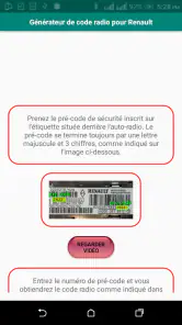 Générateur code radio Renault screenshot