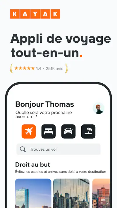 KAYAK : Vols, Hôtels, Voitures screenshot 1