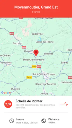 Mes Alertes de Séismes screenshot 1