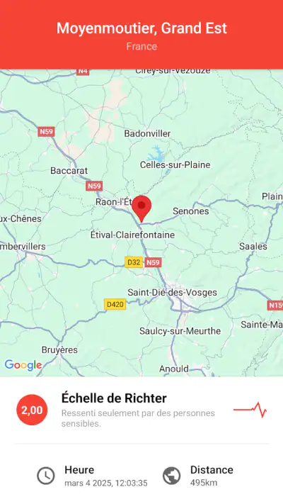 Mes Alertes de Séismes screenshot 1
