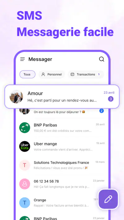 Messages : SMS Accueil screenshot 1
