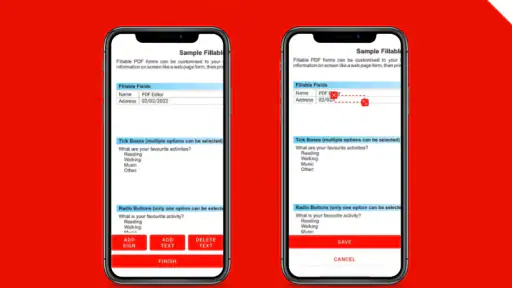 Modifier PDF, signer, écrire screenshot
