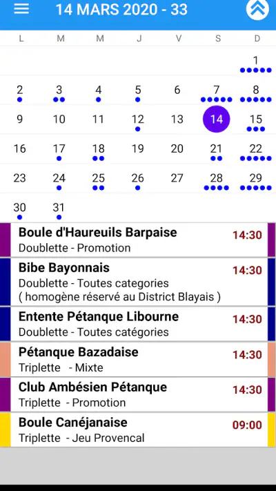 Pétanque Calendriers Concours screenshot 1