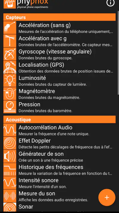 phyphox screenshot 1
