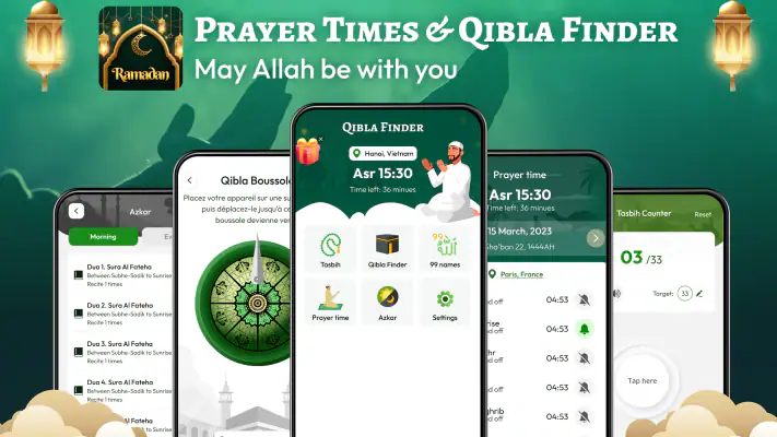 Qibla boussole, Horaire priere screenshot 1
