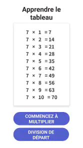 Table de multiplication screenshot