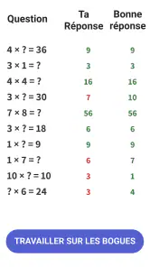 Table de multiplication screenshot