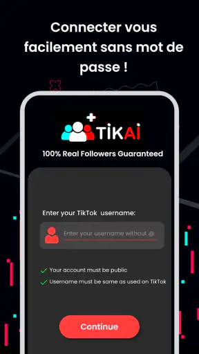 TikAi - Générateur d'Abonnés screenshot 1