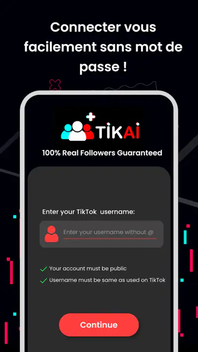 TikAi - Générateur d'Abonnés screenshot 1