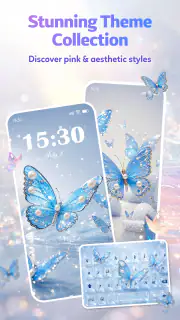 Butterfly Theme: Pink Keyboard screenshot 1