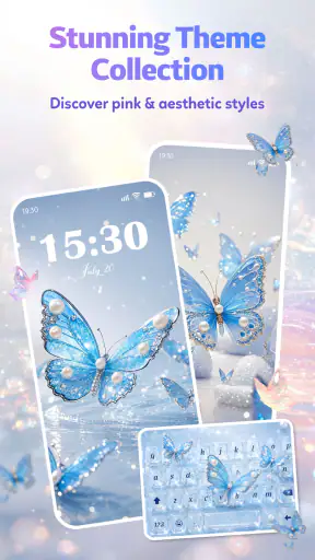 Butterfly Theme: Pink Keyboard screenshot 1
