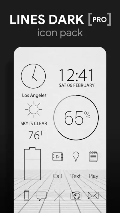 Lines Dark Pro - Icon Pack screenshot 1