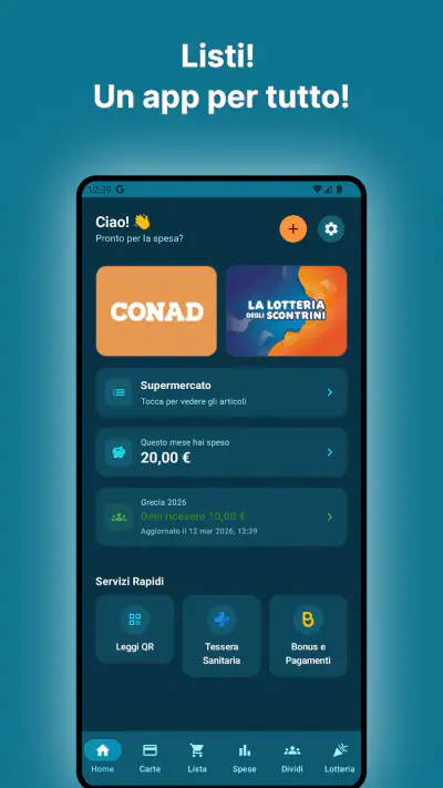 Listi! Carte fedeltà e spesa screenshot 1