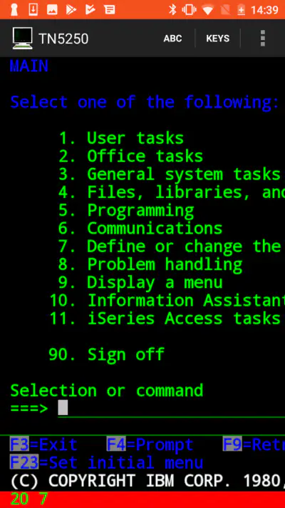Mocha TN5250 screenshot 1