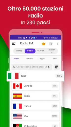 Radio FM: Live Italian Radios screenshot 1