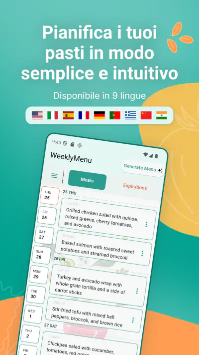 Weekly Menu - Pianifica Pasti screenshot 1