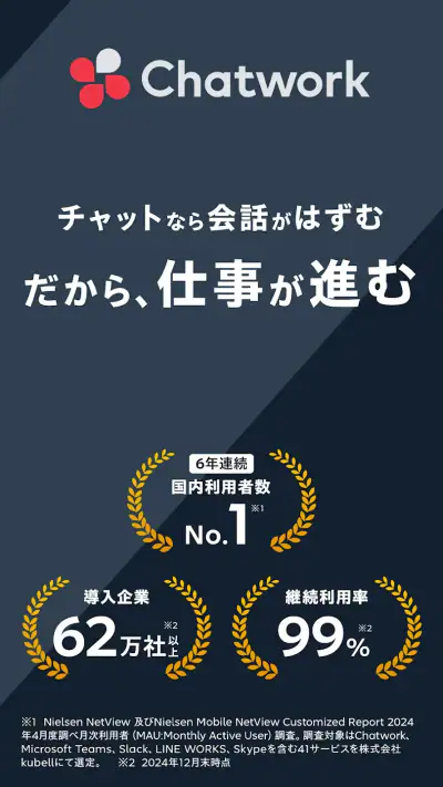 Chatwork - 仕事効率化に使えるビジネスチャット screenshot 1