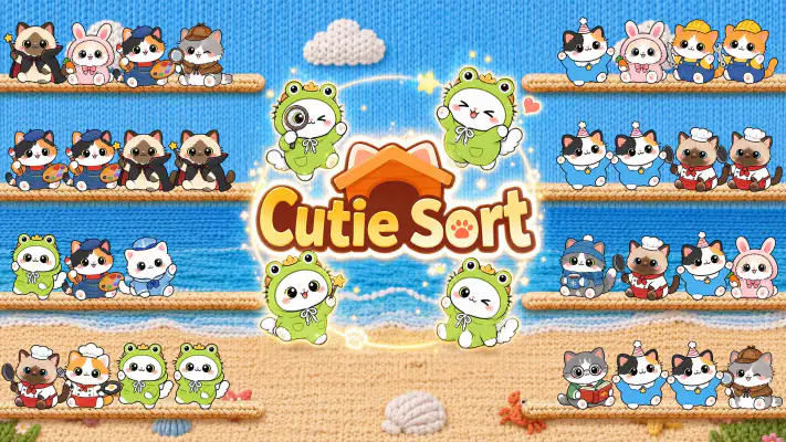 Cutie Sort: 猫 ソート 猫 色 並べ替え screenshot 1