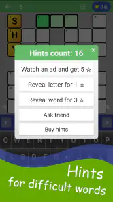 English Crossword puzzle screenshot
