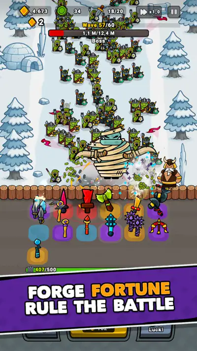 Lucky Forge: Idle TD Game screenshot 1