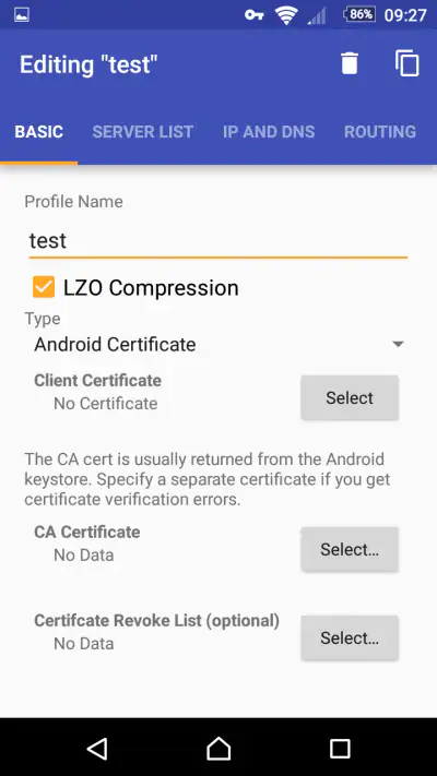 OpenVPN for Android screenshot 1