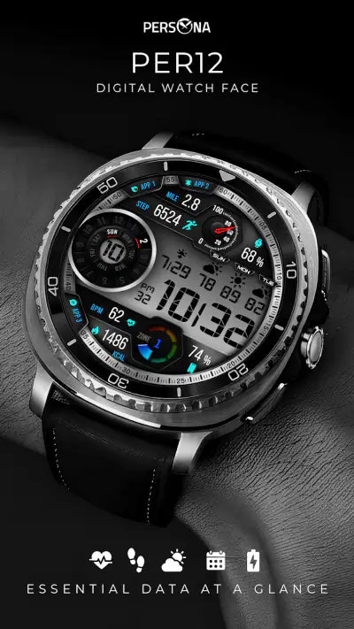 PER12 Digital Watch Face screenshot 1
