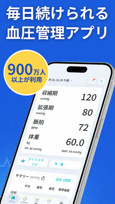 SmartBP - 血圧測定値を記録｜シンプルな高血圧管理 screenshot 1
