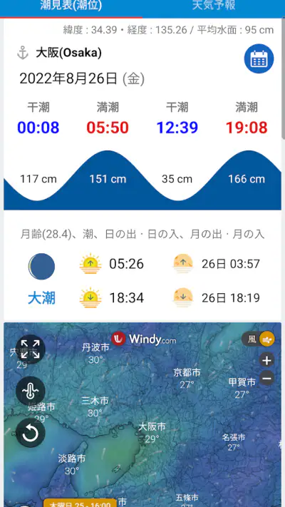 今日の潮汐 - 潮見表・タイドグラフ+ 海天気・海水温・釣り screenshot 1