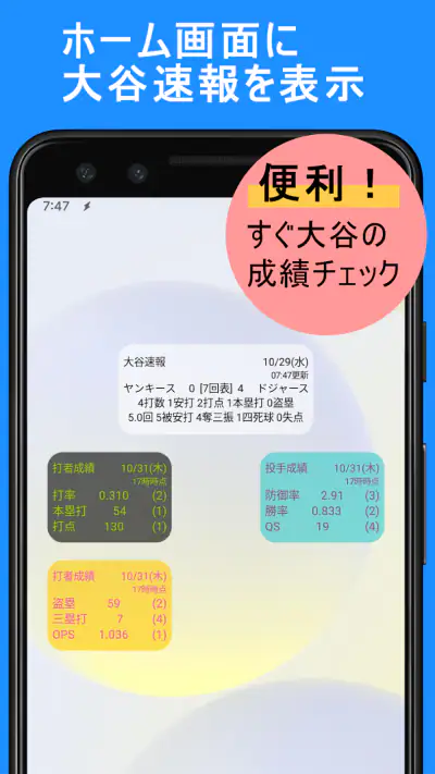 大谷翔平速報Widget -スコア、結果、順位表、ニュース screenshot 1