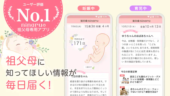 祖父母ninaru-家族で見守れる妊娠・出産・育児アプリ screenshot 1