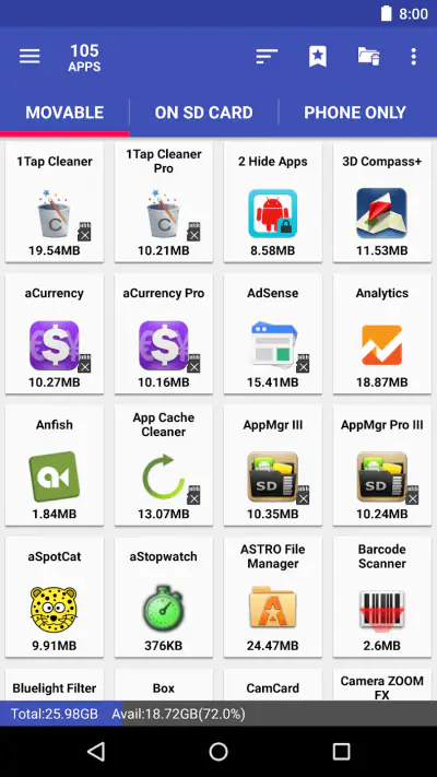 AppMgr Pro III (App 2 SD) screenshot 1