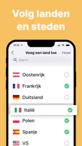 been: gemarkeerde landen screenshot