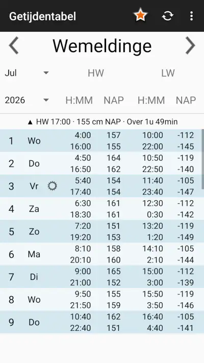 Getijdentabel screenshot 1