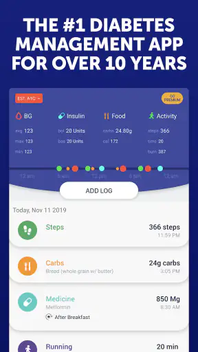 Glucose Buddy Diabetes Tracker screenshot 1