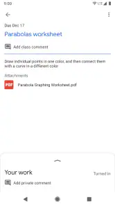 Google Classroom screenshot