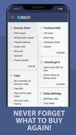 Grocery Shopping List -BudList screenshot 1
