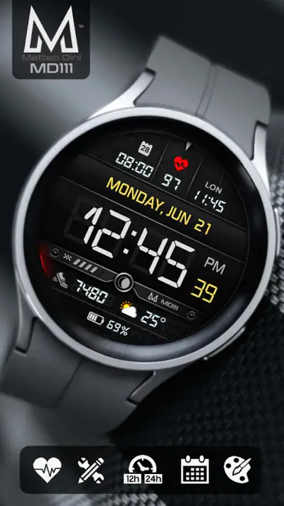 MD111 Digital watch face screenshot 1
