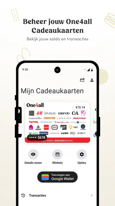 One4all cadeaukaarten screenshot 1